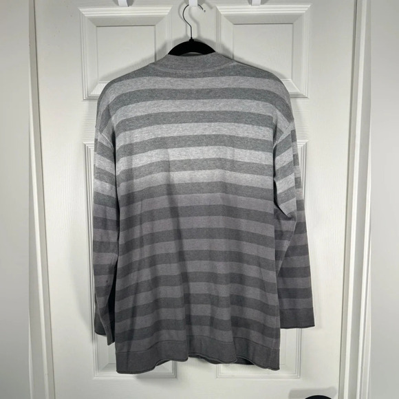 J. Jill Ombré Gray Striped Button V-Neck Cardigan Women’s Oversized Size Small - Picture 7 of 7